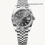 Super Clone Rolex Datejust 126334-0014 mit grauem Zifferblatt und geriffelter Lünette 41mm