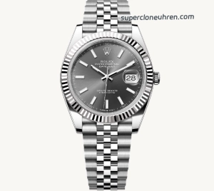 Super Clone Rolex Datejust 126334-0014 mit grauem Zifferblatt und geriffelter Lünette 41mm