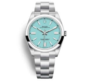 Premium Replica Uhr Rolex Oyster Perpetual 124300 mit türkisfarbenem Zifferblatt und Edelstahlband 41 mm