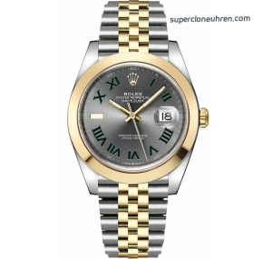 Premium Replica Uhr Rolex Datejust 126303-0020 Bicolor mit grünem Zifferblatt 41mm