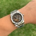 Super Clone Audemars Piguet Royal Oak 15407ST Skelettzifferblatt Edelstahlband 41 mm