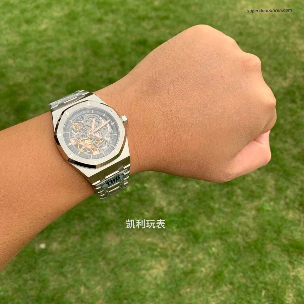 Super Clone Audemars Piguet Royal Oak 15407ST Skelettzifferblatt Edelstahlband 41 mm