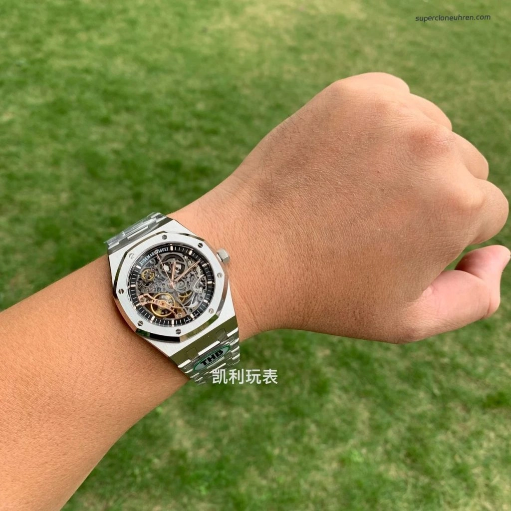 Super Clone Audemars Piguet Royal Oak 15407ST Skelettzifferblatt Edelstahlband 41 mm