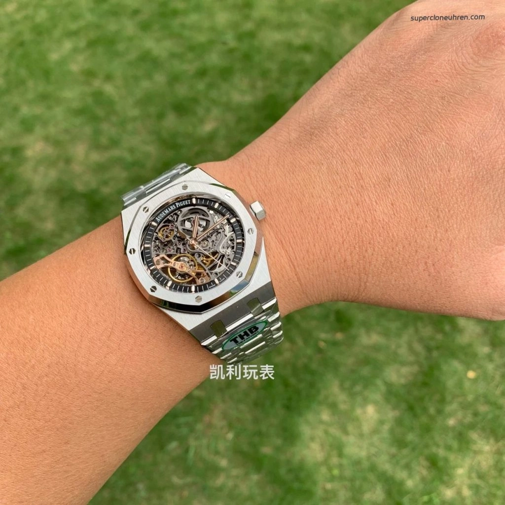 Super Clone Audemars Piguet Royal Oak 15407ST Skelettzifferblatt Edelstahlband 41 mm