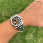 Super Clone Audemars Piguet Royal Oak 15407ST Skelettzifferblatt Edelstahlband 41 mm