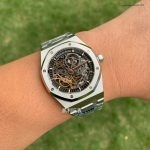 Super Clone Audemars Piguet Royal Oak 15407ST Skelettzifferblatt Edelstahlband 41 mm