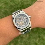 Super Clone Audemars Piguet Royal Oak 15407ST Skelettzifferblatt Edelstahlband 41 mm
