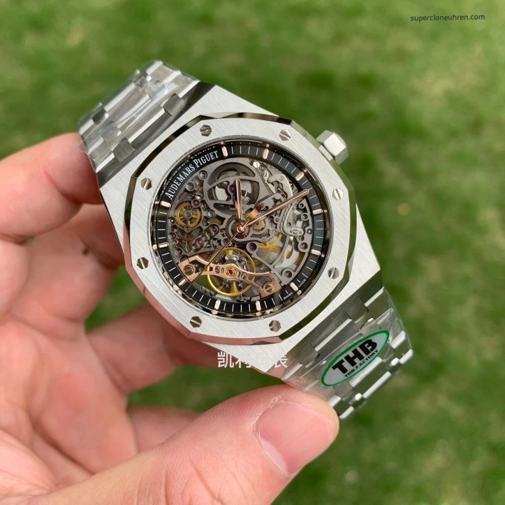Super Clone Audemars Piguet Royal Oak 15407ST Skelettzifferblatt Edelstahlband 41 mm
