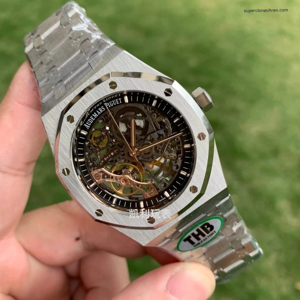 Super Clone Audemars Piguet Royal Oak 15407ST Skelettzifferblatt Edelstahlband 41 mm