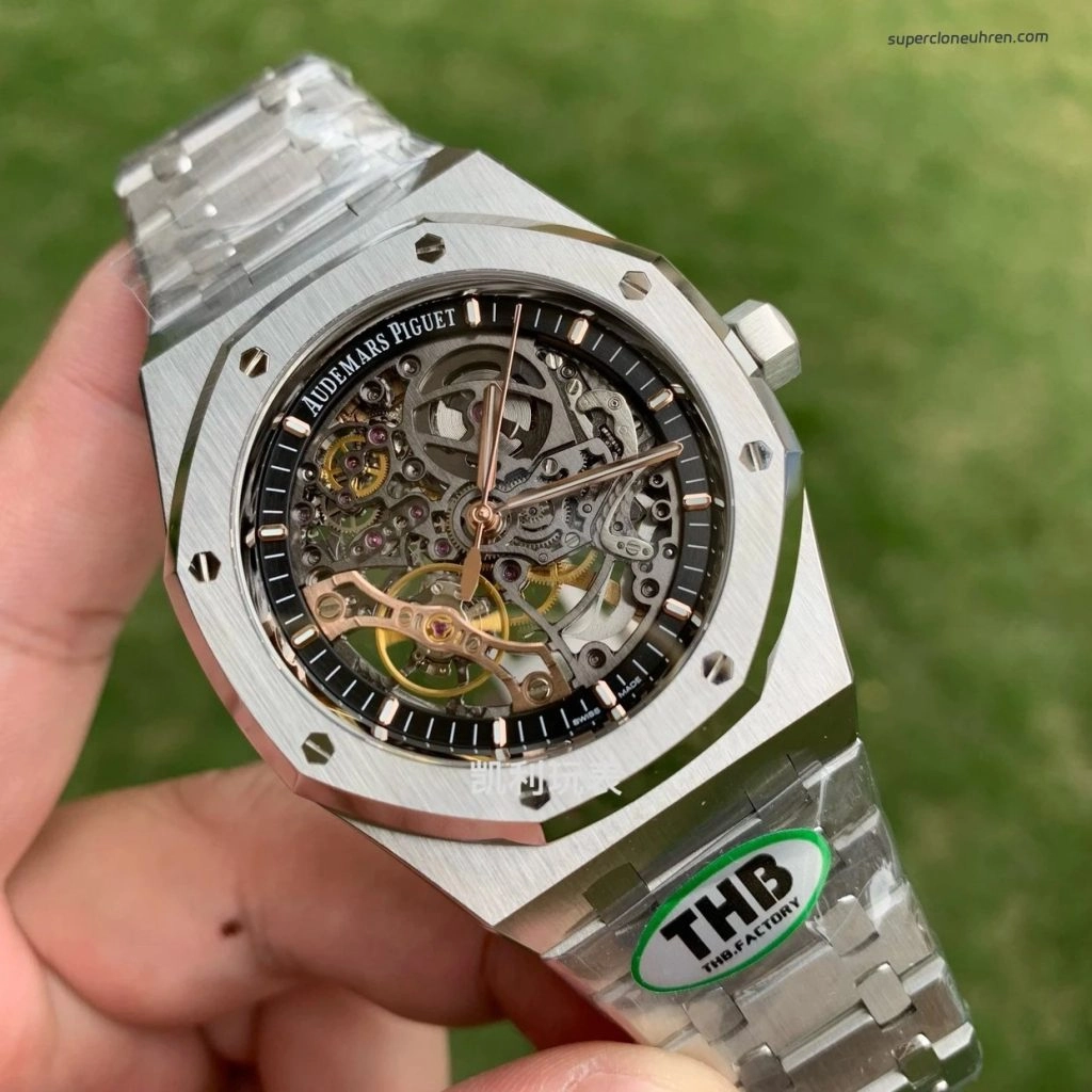 Super Clone Audemars Piguet Royal Oak 15407ST Skelettzifferblatt Edelstahlband 41 mm