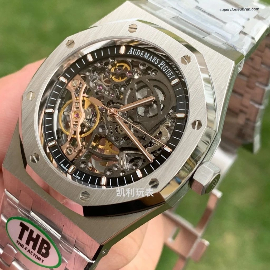 Super Clone Audemars Piguet Royal Oak 15407ST Skelettzifferblatt Edelstahlband 41 mm