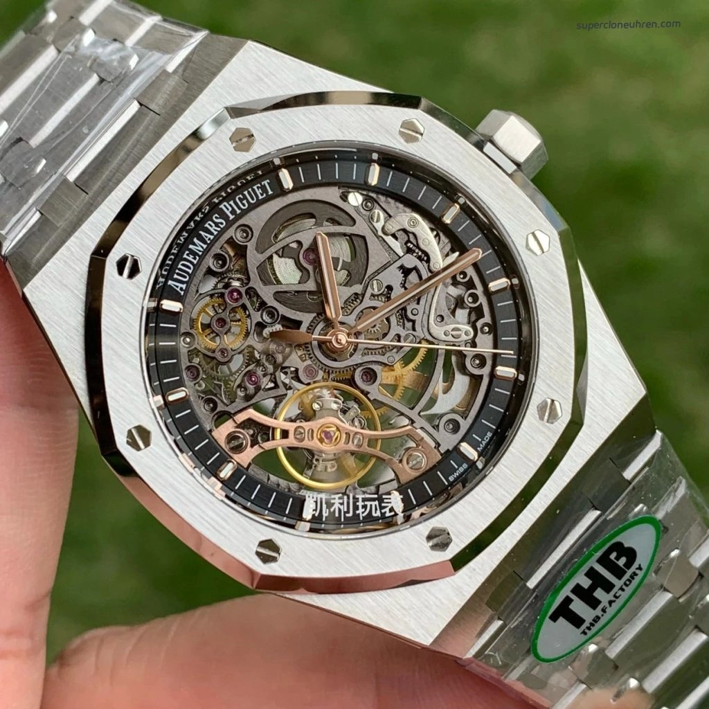 Super Clone Audemars Piguet Royal Oak 15407ST Skelettzifferblatt Edelstahlband 41 mm