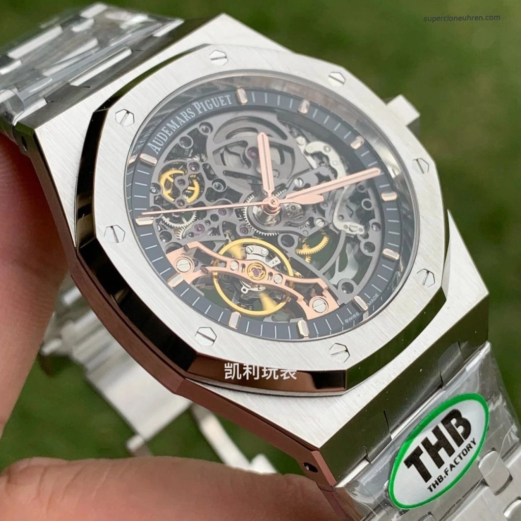 Super Clone Audemars Piguet Royal Oak 15407ST Skelettzifferblatt Edelstahlband 41 mm