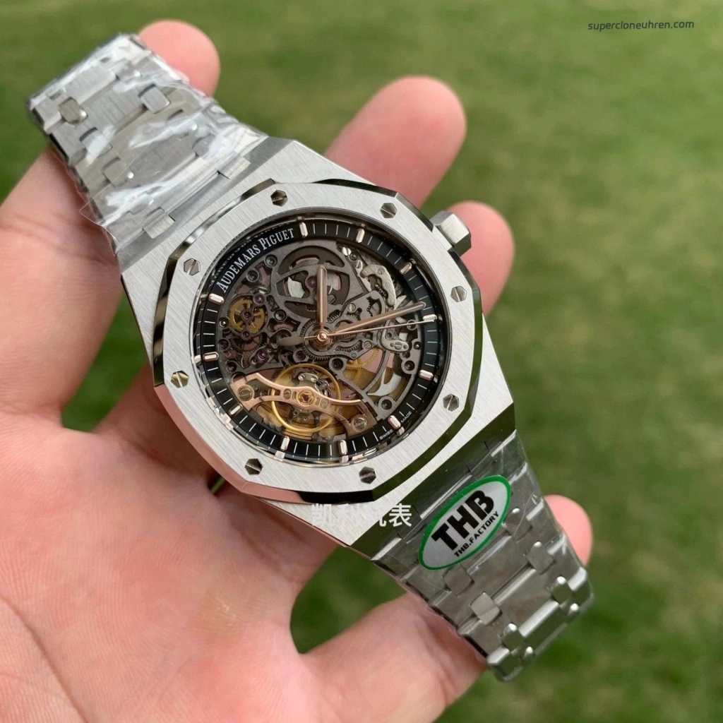 Super Clone Audemars Piguet Royal Oak 15407ST Skelettzifferblatt Edelstahlband 41 mm