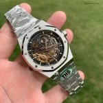 Super Clone Audemars Piguet Royal Oak 15407ST Skelettzifferblatt Edelstahlband 41 mm