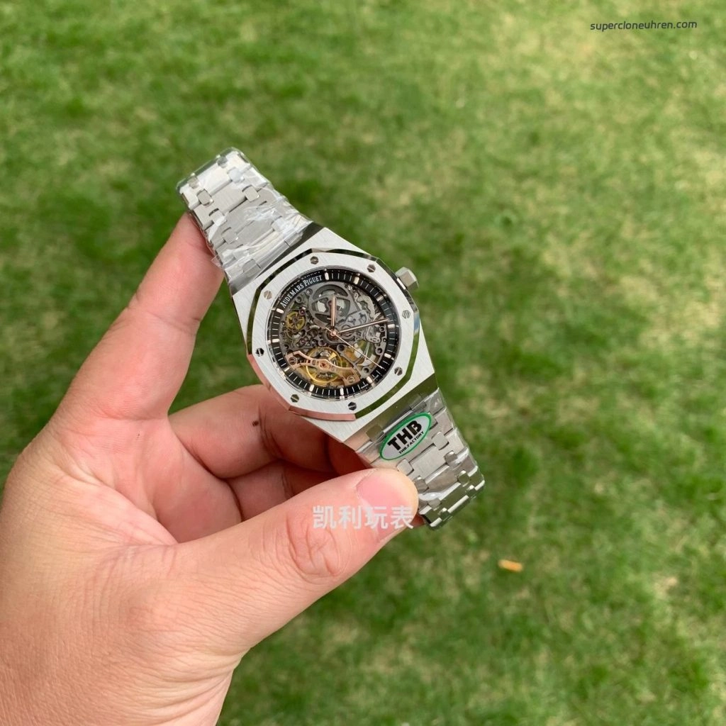 Super Clone Audemars Piguet Royal Oak 15407ST Skelettzifferblatt Edelstahlband 41 mm
