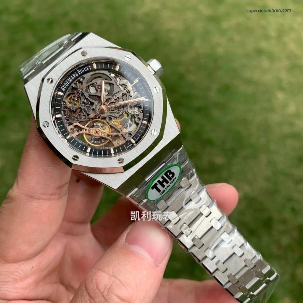 Super Clone Audemars Piguet Royal Oak 15407ST Skelettzifferblatt Edelstahlband 41 mm