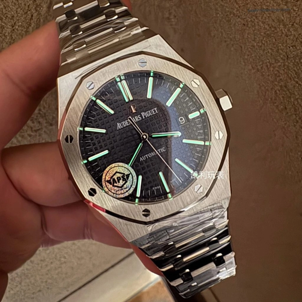 1:1 Super Clone Uhr Audemars Piguet Royal Oak 15400ST.OO.1220ST.03 blaues Zifferblatt aus gebürstetem Edelstahl 41mm