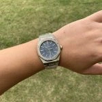 1:1 Super Clone Uhr Audemars Piguet Royal Oak 15400ST.OO.1220ST.03 blaues Zifferblatt aus gebürstetem Edelstahl 41mm