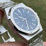 1:1 Super Clone Uhr Audemars Piguet Royal Oak 15400ST.OO.1220ST.03 blaues Zifferblatt aus gebürstetem Edelstahl 41mm