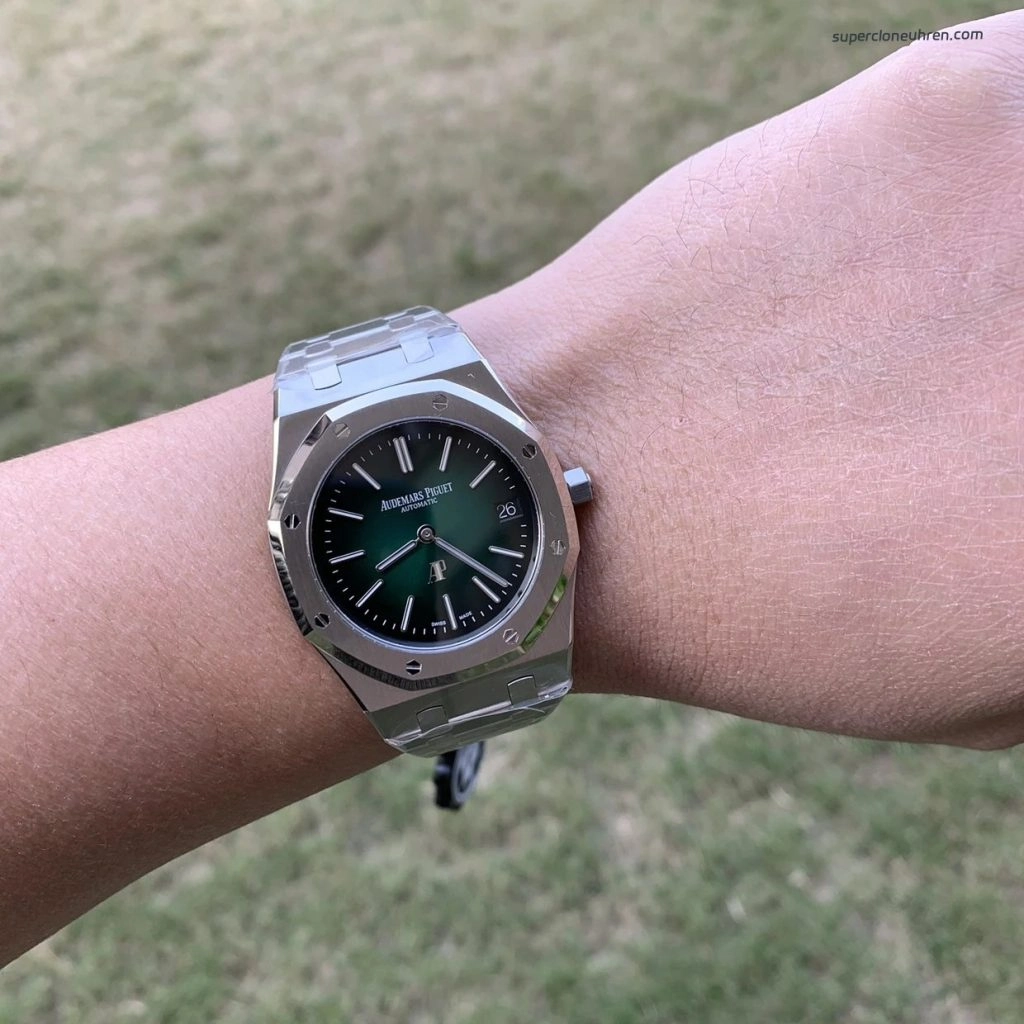 1:1 Super Clone Uhr Audemars Piguet Royal Oak 16202PT Aurora-Grün 39 mm