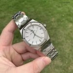 1:1 Super Clone Uhr Audemars Piguet Royal Oak 15500ST mit weißem Zifferblatt und Stahlband 41mm