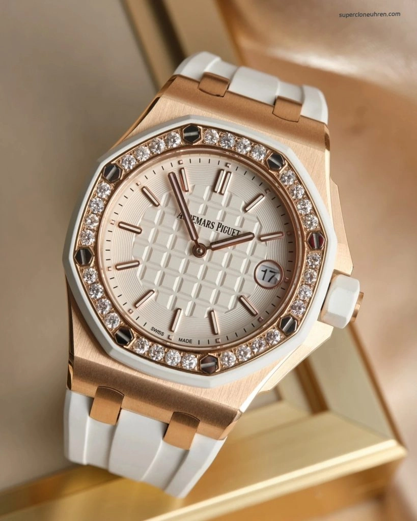 Premium Replica Uhr Audemars Piguet Royal Oak Offshore 67540OK.ZZ.A010CA.01 mit Diamantbesatz in 18K Roségold 37mm
