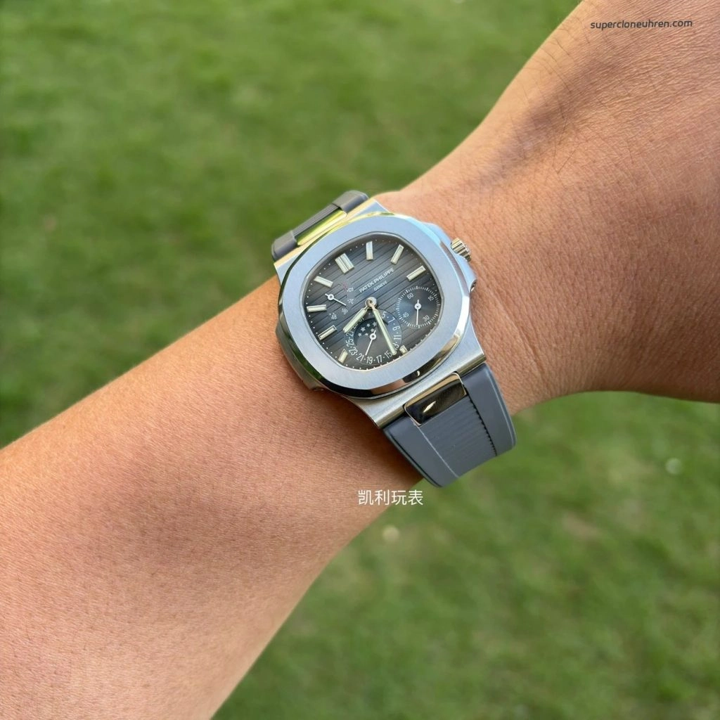 Super Clone Patek Philippe Nautilus 5712G-001 mit grauem Kautschukband 40mm