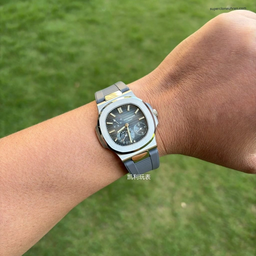 Super Clone Patek Philippe Nautilus 5712G-001 mit grauem Kautschukband 40mm