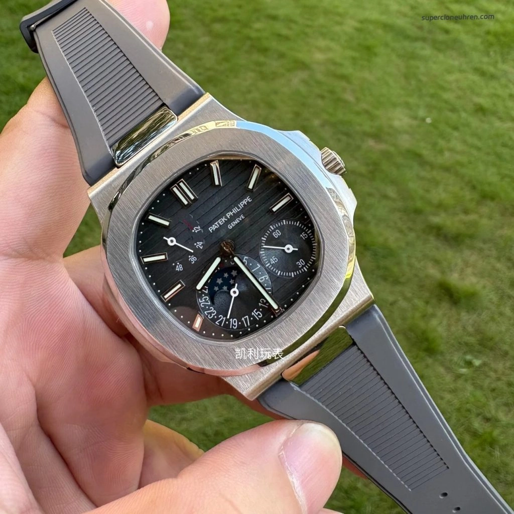Super Clone Patek Philippe Nautilus 5712G-001 mit grauem Kautschukband 40mm