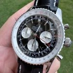 Premium Replica Uhr Breitling Navitimer B01 AB0121211B1X1 schwarzes Zifferblatt mit Lederband 43mm