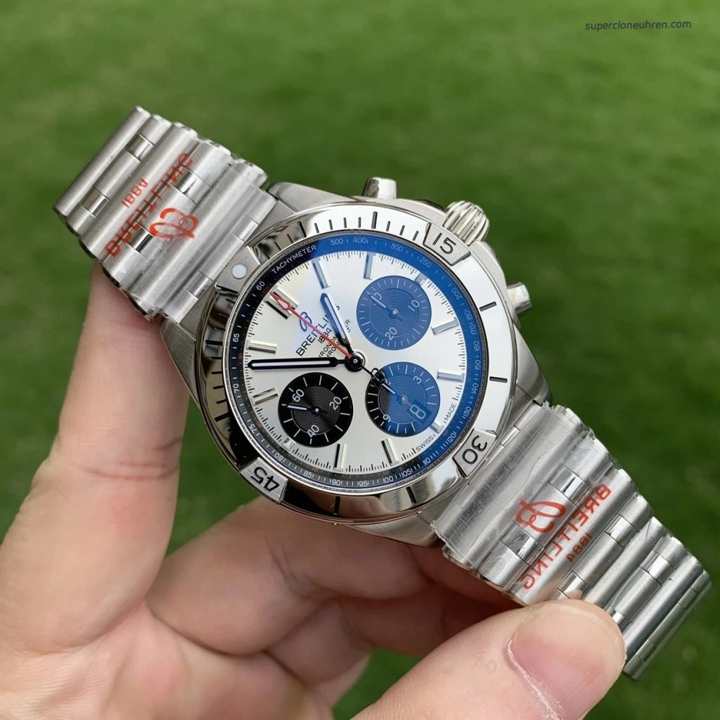 Super Clone Breitling Chronomat AB0134101G1A1 Panda-Zifferblatt mit Edelstahlarmband 42mm