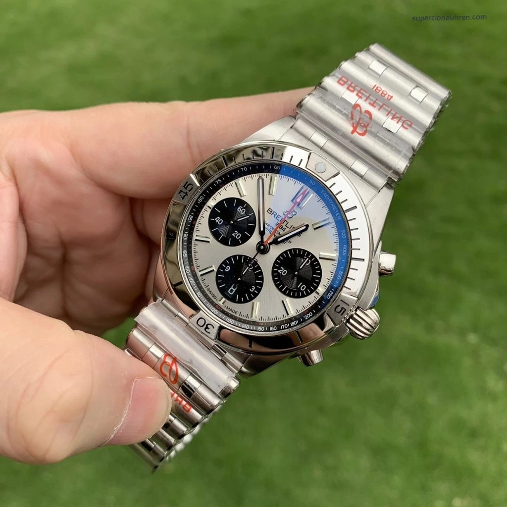 Super Clone Breitling Chronomat AB0134101G1A1 Panda-Zifferblatt mit Edelstahlarmband 42mm