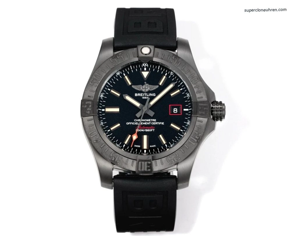 Premium Replica Uhr Breitling Avenger V17310101B1W1 Schwarz mit Textil-Kautschukband 44 mm