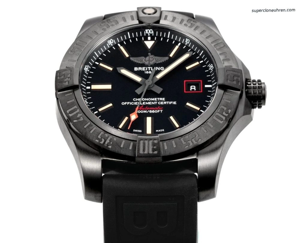 Premium Replica Uhr Breitling Avenger V17310101B1W1 Schwarz mit Textil-Kautschukband 44 mm