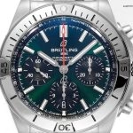 Premium Replica Uhr Breitling Chronomat AB01343A1L1A1 Bentley Edition mit grünem Zifferblatt und Rouleaux-Armband 42 mm