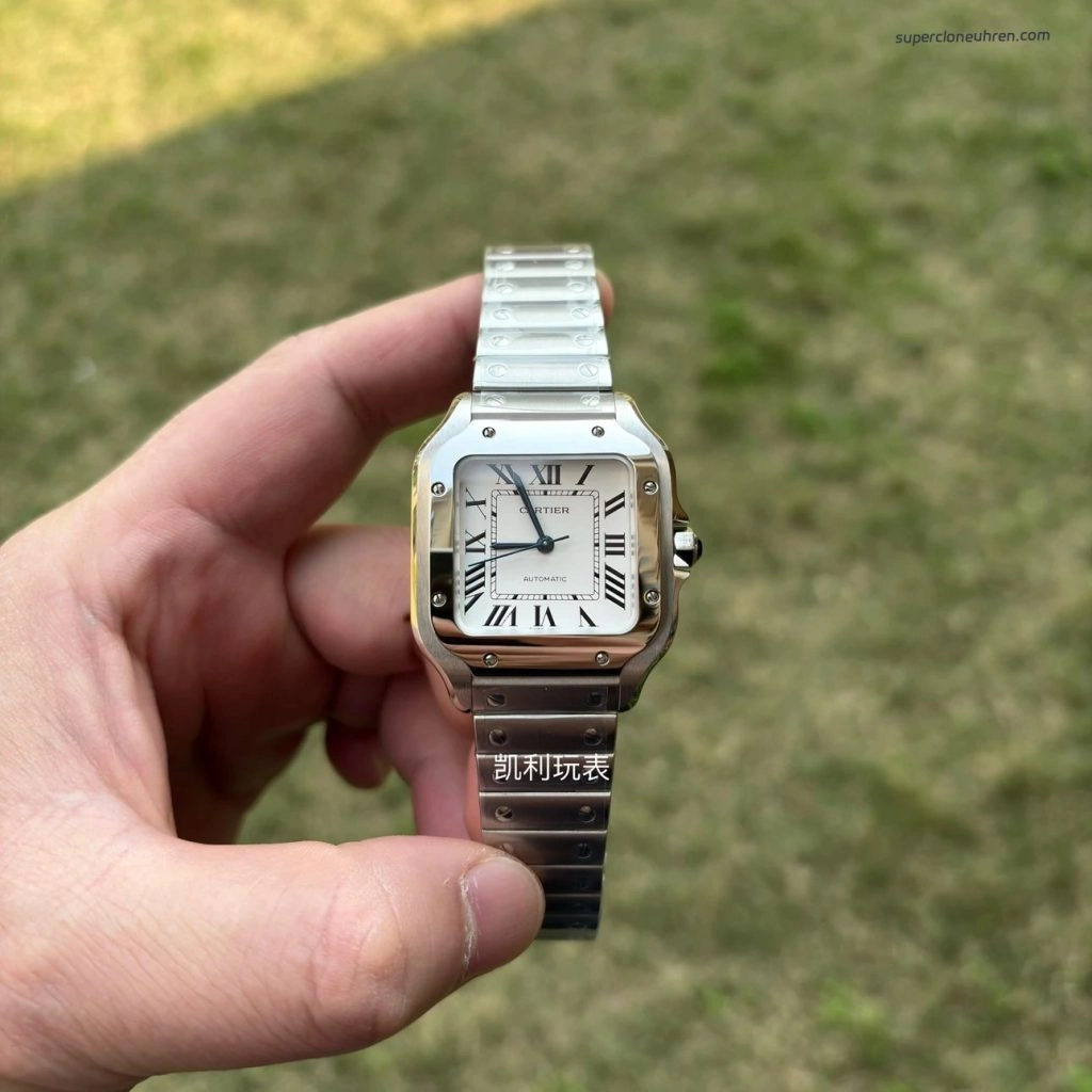 Super Clone Cartier Santos WSSA0010 Edelstahl mit blauen Zeigern 35,1mm