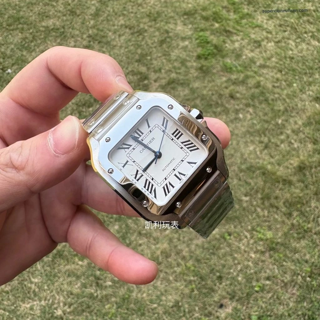 Super Clone Cartier Santos WSSA0010 Edelstahl mit blauen Zeigern 35,1mm