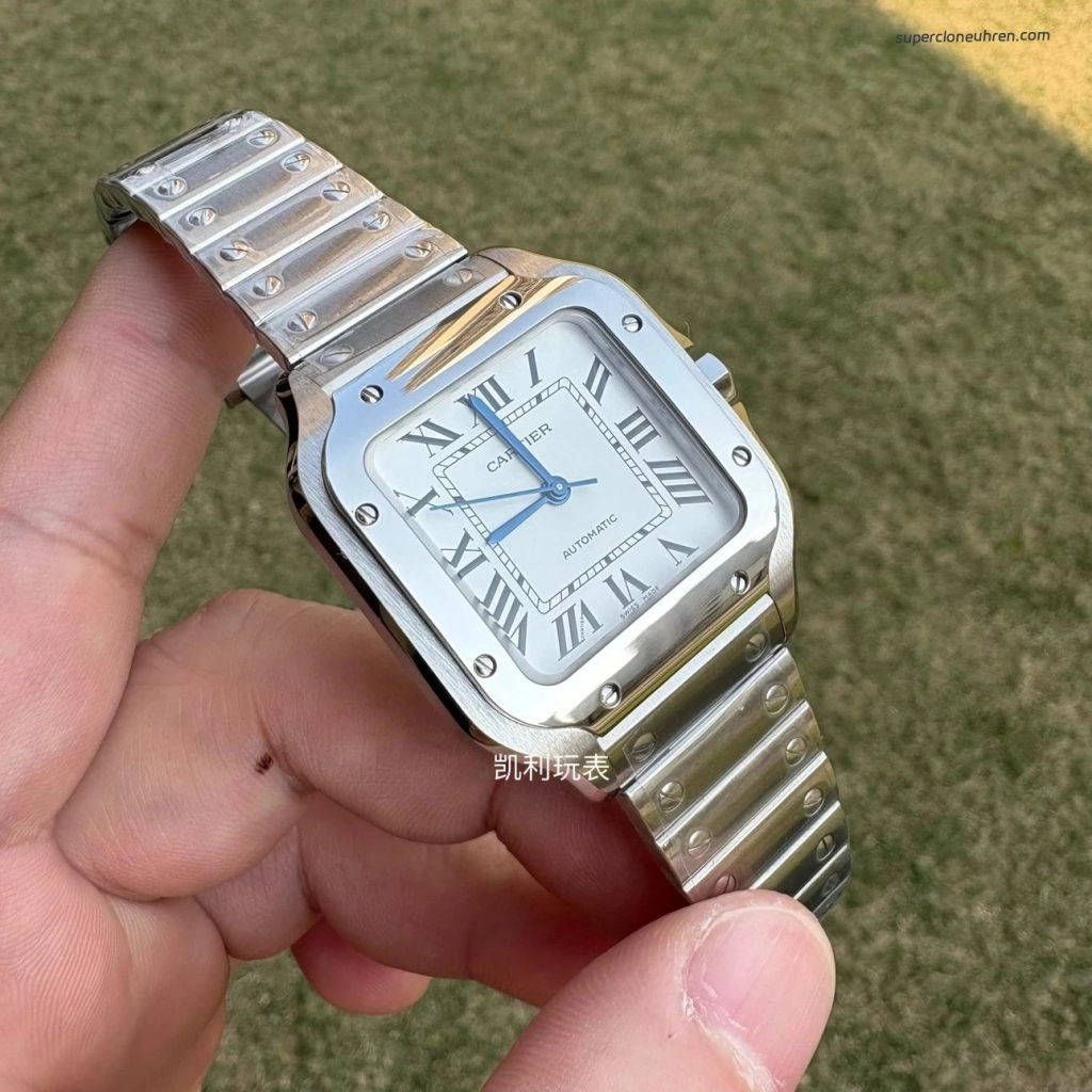 Super Clone Cartier Santos WSSA0010 Edelstahl mit blauen Zeigern 35,1mm