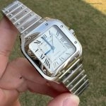 Super Clone Cartier Santos WSSA0010 Edelstahl mit blauen Zeigern 35,1mm