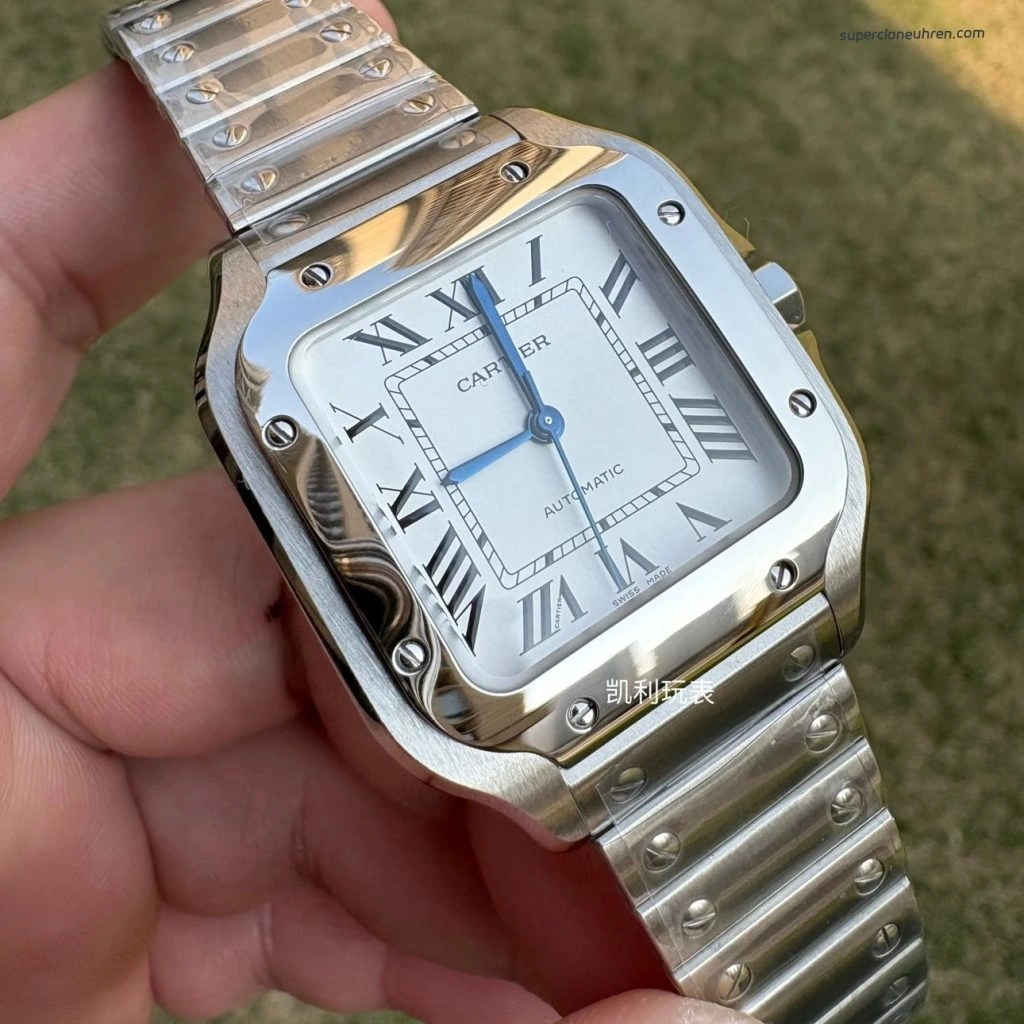 Super Clone Cartier Santos WSSA0010 Edelstahl mit blauen Zeigern 35,1mm