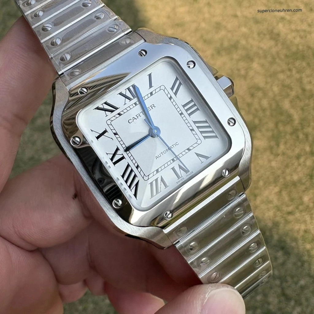 Super Clone Cartier Santos WSSA0010 Edelstahl mit blauen Zeigern 35,1mm