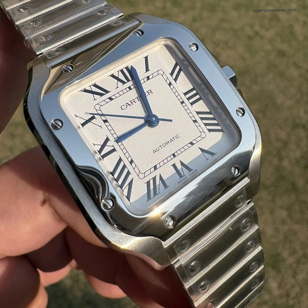 Super Clone Cartier Santos WSSA0010 Edelstahl mit blauen Zeigern 35,1mm