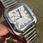 Super Clone Cartier Santos WSSA0010 Edelstahl mit blauen Zeigern 35,1mm