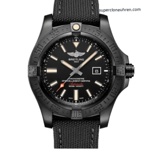 Premium Replica Uhr Breitling Avenger V17310101B1W1 Schwarz mit Textil-Kautschukband 44 mm