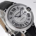 Premium Replica Uhr Cartier Ballon Bleu WE900951 aus Edelstahl mit Diamantbesatz 42mm
