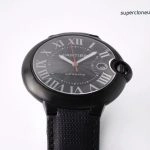 Premium Replica Uhr Cartier Ballon Bleu wsbb0015 Schwarzer Ritter mit Lederband 42mm