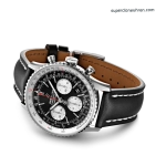 Premium Replica Uhr Breitling Navitimer B01 AB0121211B1X1 schwarzes Zifferblatt mit Lederband 43mm