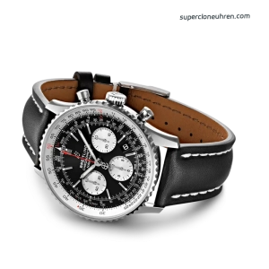 Premium Replica Uhr Breitling Navitimer B01 AB0121211B1X1 schwarzes Zifferblatt mit Lederband 43mm