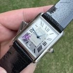 Premium Replica Uhr Cartier Tank Must WSTA0040 Lederarmband mit blauen Zeigern 41x31mm